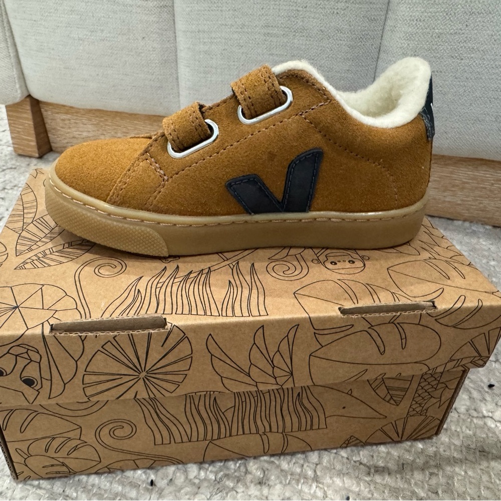 Veja Kids Brown Suede Sneakers with Black Accents